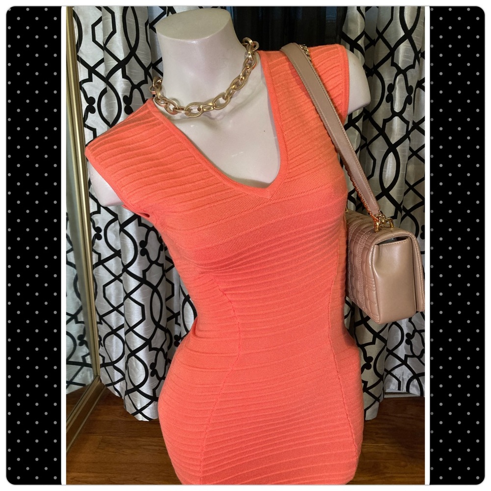 Guess v neck body con dress